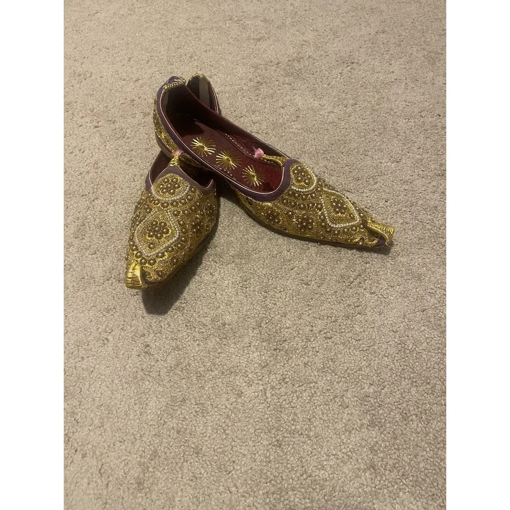 Men's Indian Mojari Jutti Shoes Sz 9 US Handmade Embroidered Ethnic Slip-On